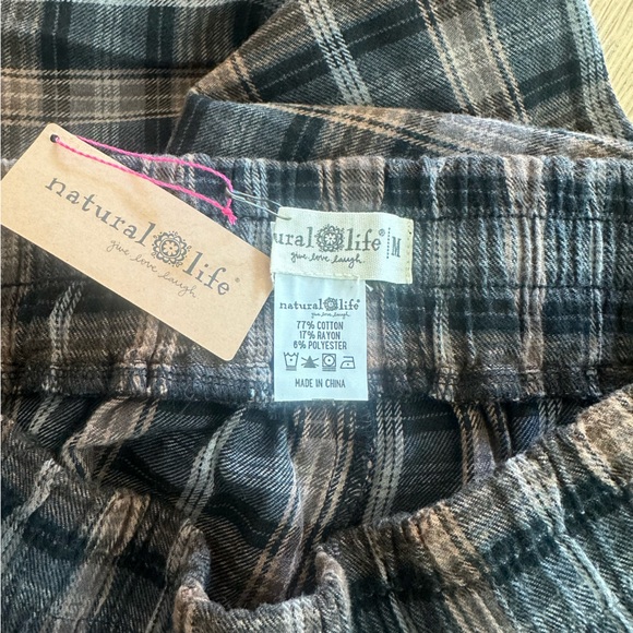 NEW Natural Life Wide-Leg Plaid Flannel Pants Black and Brown Medium - Picture 8 of 8